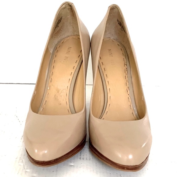 Nine West Natural tan color real leather shoes with platform heels US size 10.5 - Picture 2 of 9